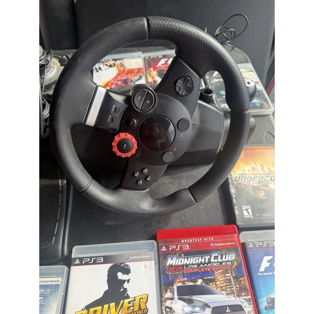 Logitech Driving Force PS3 Racing Wheel Pedals + 12 Game Lot Tested - Picture 9 of 15